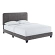 Maklaine Channel Tufted Performance Velvet Full Platform Bed in Gray