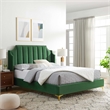 Maklaine Performance Velvet Queen Platform Bed in Emerald Green
