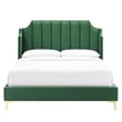Maklaine Performance Velvet Queen Platform Bed in Emerald Green