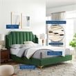 Maklaine Performance Velvet Queen Platform Bed in Emerald Green