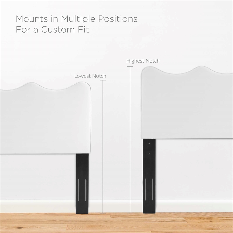 Maklaine Performance Velvet Upholstered Twin Platform Bed in White