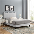 Maklaine Modern Performance Velvet Twin Platform Bed in Light Gray