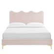 Maklaine Contemporary Performance Velvet Twin Platform Bed - Pink