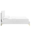 Maklaine Performance Velvet Upholstered Twin Platform Bed in White