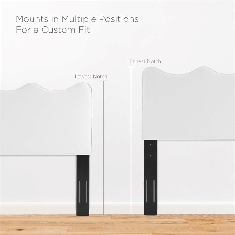 Maklaine Performance Velvet Upholstered Twin Platform Bed in White