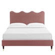 Maklaine Performance Velvet Twin Platform Bed in Dusty Rose Pink