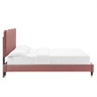 Maklaine Performance Velvet Twin Platform Bed in Dusty Rose Pink