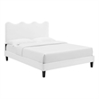 Maklaine Modern Performance Velvet Twin Platform Bed in White