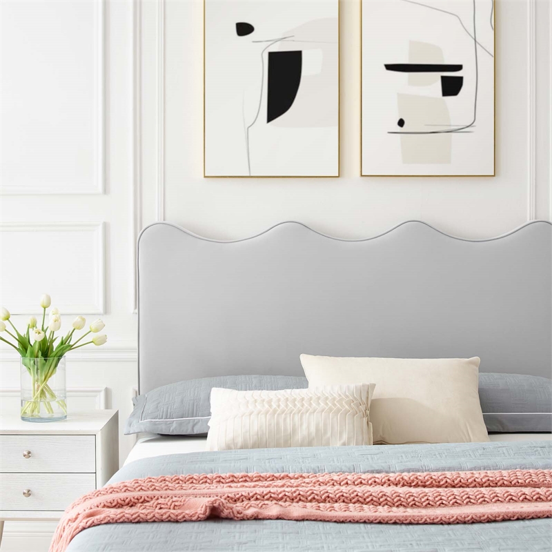 Maklaine Modern Performance Velvet Full Platform Bed - Light Gray