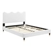 Maklaine Modern Performance Velvet Full Platform Bed in White