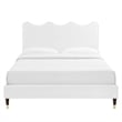 Maklaine Modern Performance Velvet Full Platform Bed in White