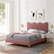 Maklaine Modern Performance Velvet Queen Platform Bed - Dusty Rose Pink