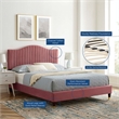 Maklaine Channel Tufted Velvet King Platform Bed in Dusty Rose