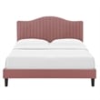 Maklaine Channel Tufted Performance Velvet Twin Platform Bed in Dusty Rose