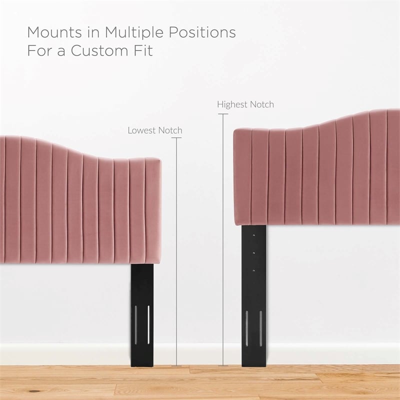 Maklaine Channel Tufted Performance Velvet Twin Platform Bed in Dusty Rose