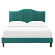 Maklaine Channel Tufted Performance Velvet Twin Platform Bed in Teal