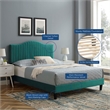 Maklaine Channel Tufted Performance Velvet Twin Platform Bed in Teal