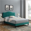 Maklaine Channel Tufted Performance Velvet Full Platform Bed in Teal