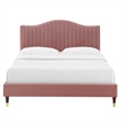 Maklaine Channel Tufted Velvet Queen Platform Bed - Dusty Rose