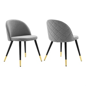 Maklaine 18&quot Fabric & Metal Dining Chairs in Black/Light Gray (Set of 2)