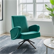 Maklaine Modern Performance Velvet Swivel Chair in Teal Blue