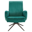 Maklaine Modern Performance Velvet Swivel Chair in Teal Blue