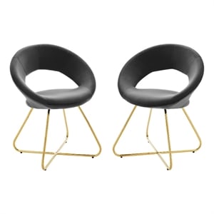 Maklaine 19&quot Velvet Dining Chairs in Gold/Charcoal (Set of 2)