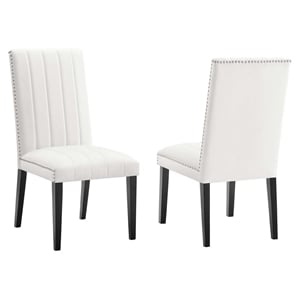 Maklaine 19.5&quot Modern Velvet Dining Side Chairs in Black/White (Set of 2)