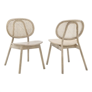 Maklaine Modern Solid Elm Wood Dining Side Chair in Gray (Set of 2)