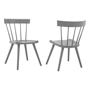 Maklaine 18&quot Elm Wood Dining Side Chair in Light Gray (Set of 2)
