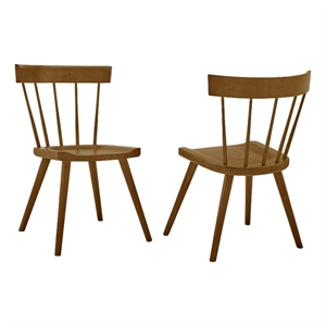 Maklaine 18&quot Elm Wood Dining Side Chair in Walnut (Set of 2)