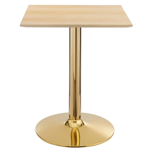 Maklaine 24&quot Square Modern Wood & Metal Dining Table in Natural/Gold
