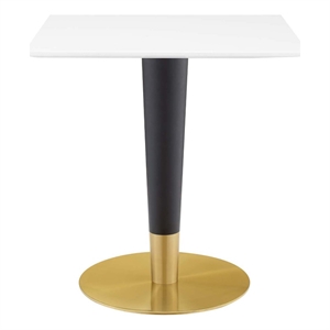 Maklaine 27.5&quot Square Modern Wood/Metal Dining Table in White & Gold