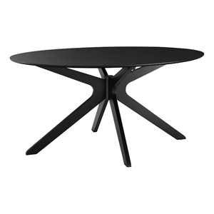Maklaine Contemporary 63&quot Oval Rubberwood Dining Table in Black
