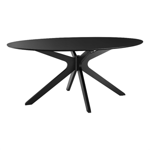 Maklaine Contemporary 71&quot Oval Rubberwood Dining Table in Black