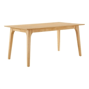 Maklaine Contemporary 63&quot Rectangle Wood Dining Table in Oak
