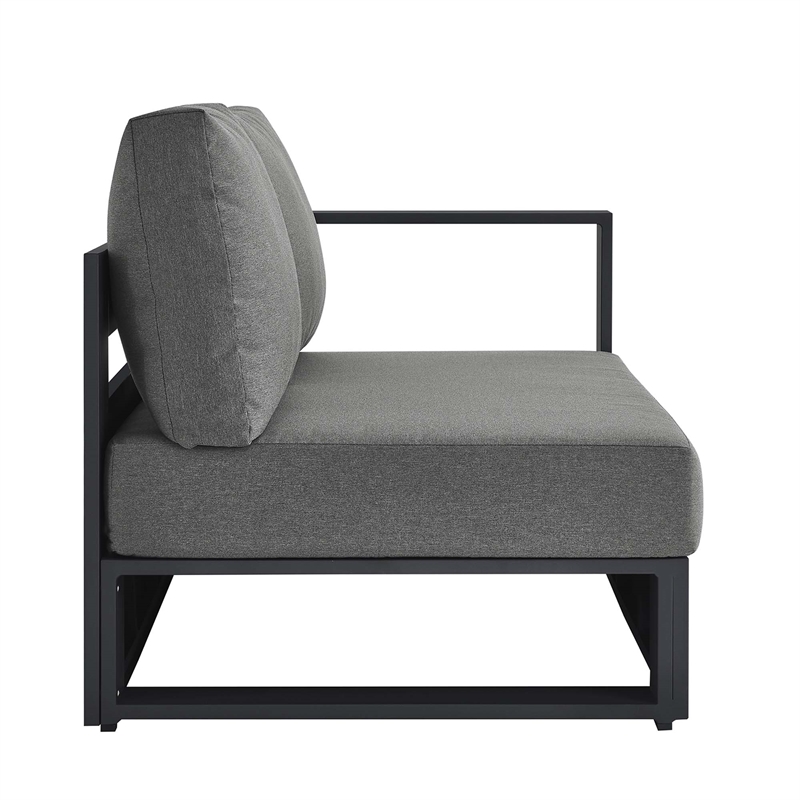Maklaine Contemporary Modular Right-Facing Loveseat in Gray Charcoal