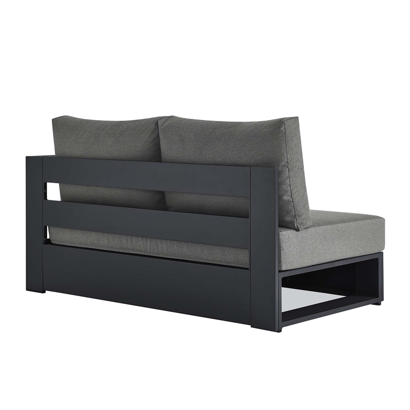 Maklaine Contemporary Modular Right-Facing Loveseat in Gray Charcoal