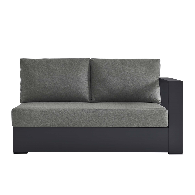 Maklaine Contemporary Modular Right-Facing Loveseat in Gray Charcoal