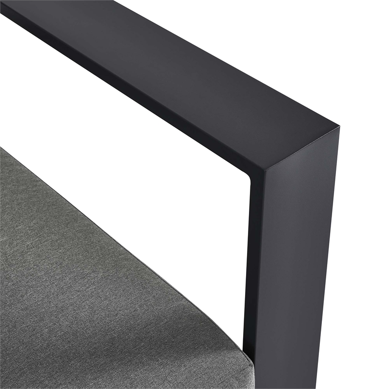 Maklaine Contemporary Modular Right-Facing Loveseat in Gray Charcoal