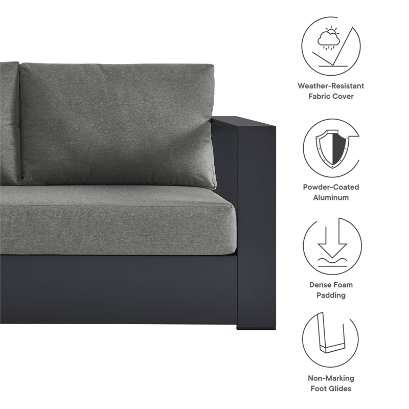 Maklaine Contemporary Modular Right-Facing Loveseat in Gray Charcoal