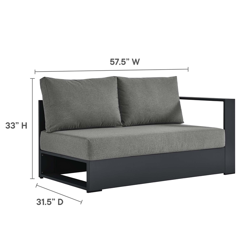 Maklaine Contemporary Modular Right-Facing Loveseat in Gray Charcoal