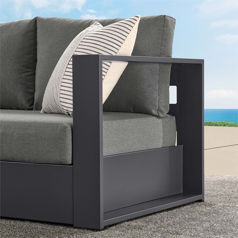 Maklaine Contemporary Modular Right-Facing Loveseat in Gray Charcoal