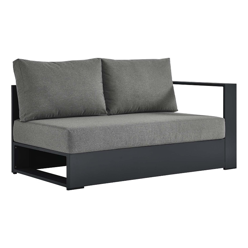 Maklaine Contemporary Modular Right-Facing Loveseat in Gray Charcoal
