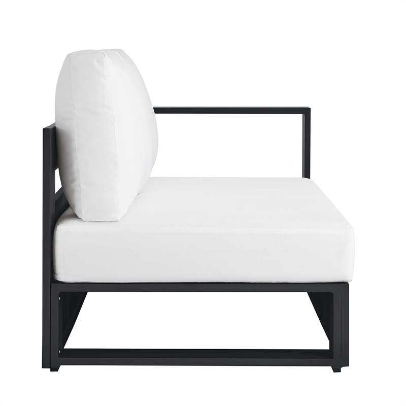 Maklaine Contemporary Modular Right-Facing Loveseat in Gray White