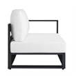 Maklaine Contemporary Modular Right-Facing Loveseat in Gray White