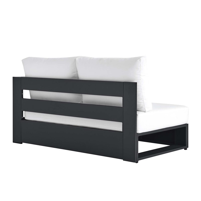Maklaine Contemporary Modular Right-Facing Loveseat in Gray White