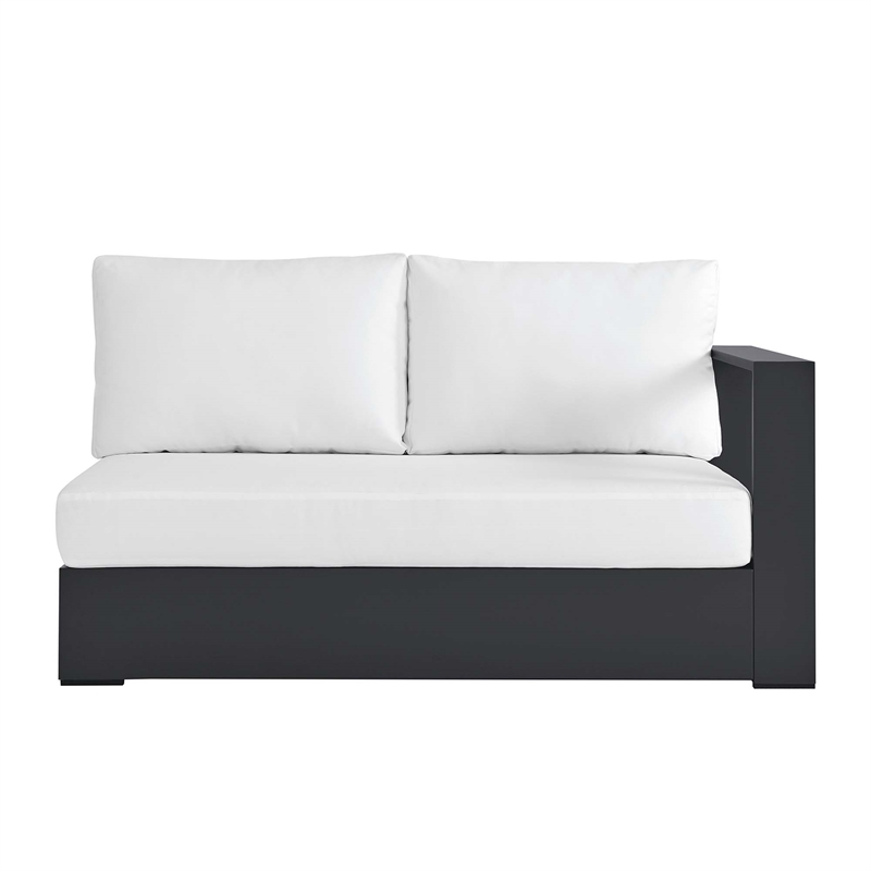 Maklaine Contemporary Modular Right-Facing Loveseat in Gray White