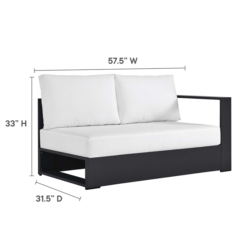 Maklaine Contemporary Modular Right-Facing Loveseat in Gray White