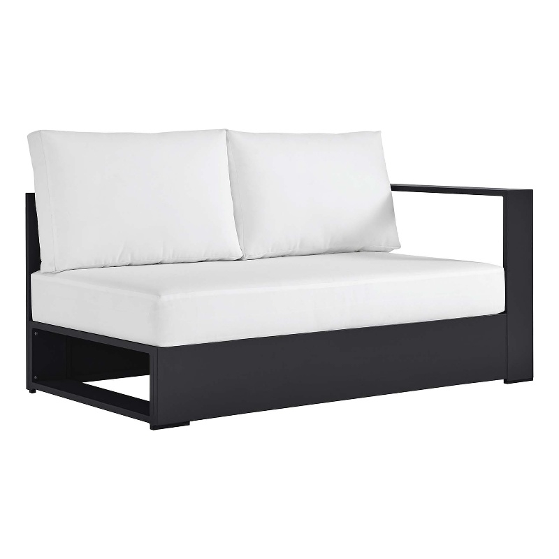 Maklaine Contemporary Modular Right-Facing Loveseat in Gray White